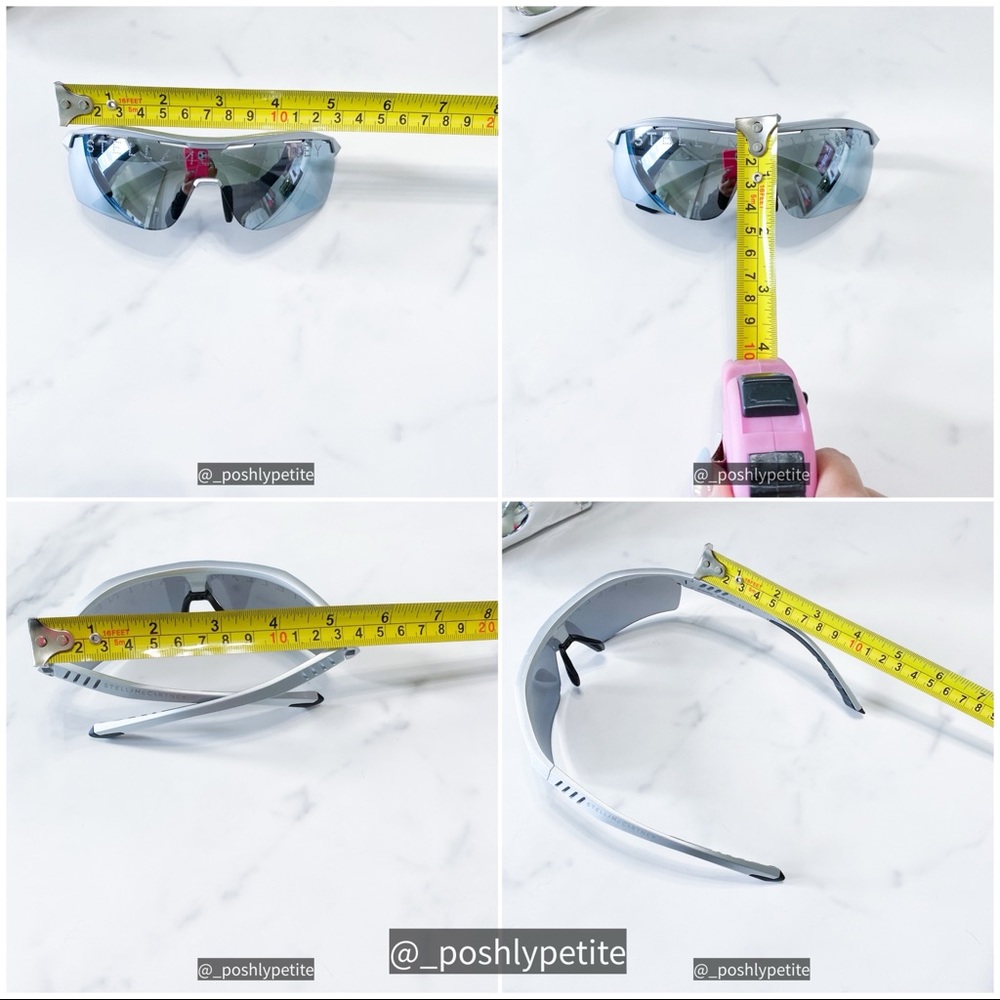 Stella McCartney sports mirror shield  metallic silver sunglasses - Picture 13 of 15
